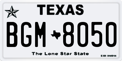 TX license plate BGM8050