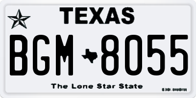 TX license plate BGM8055