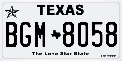 TX license plate BGM8058