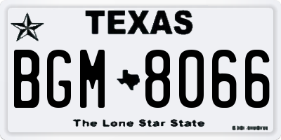 TX license plate BGM8066