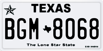 TX license plate BGM8068