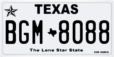 TX license plate BGM8088