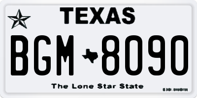 TX license plate BGM8090