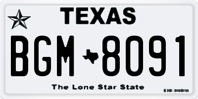 TX license plate BGM8091