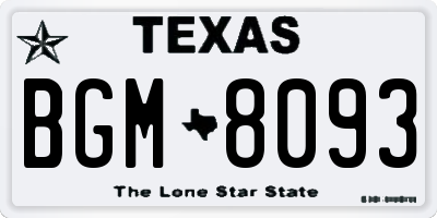 TX license plate BGM8093