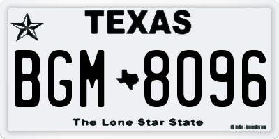 TX license plate BGM8096