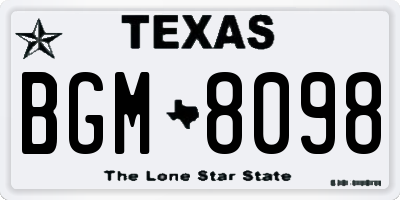 TX license plate BGM8098