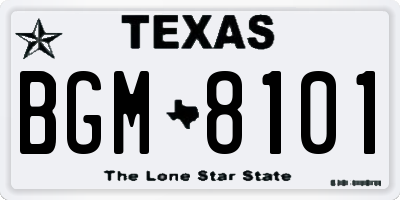 TX license plate BGM8101