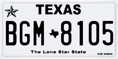 TX license plate BGM8105