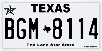 TX license plate BGM8114