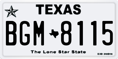 TX license plate BGM8115
