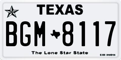 TX license plate BGM8117