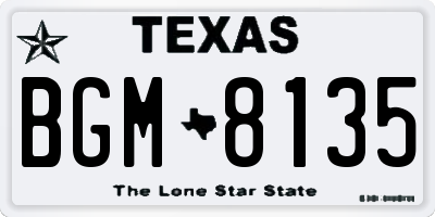 TX license plate BGM8135