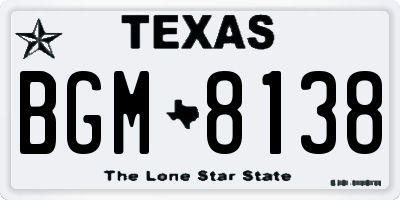 TX license plate BGM8138
