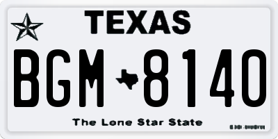 TX license plate BGM8140