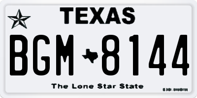 TX license plate BGM8144