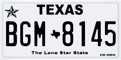 TX license plate BGM8145