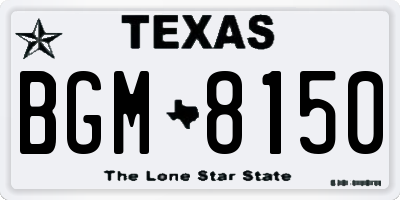 TX license plate BGM8150