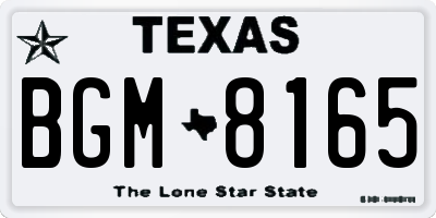 TX license plate BGM8165