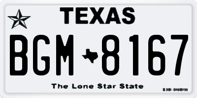 TX license plate BGM8167