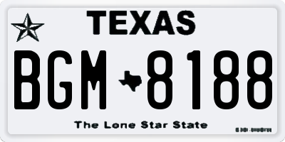 TX license plate BGM8188