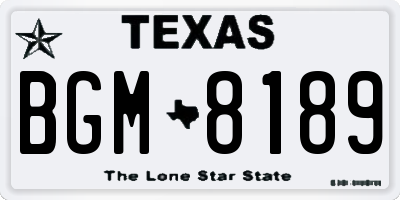 TX license plate BGM8189