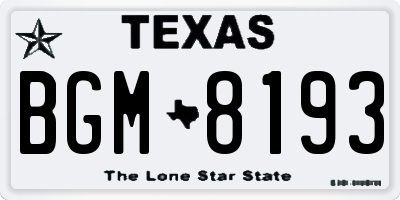 TX license plate BGM8193