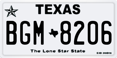 TX license plate BGM8206