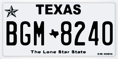 TX license plate BGM8240