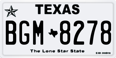TX license plate BGM8278