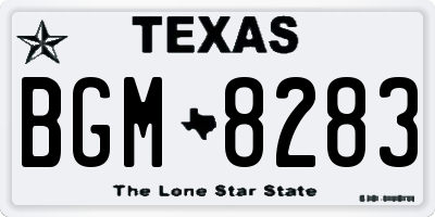 TX license plate BGM8283