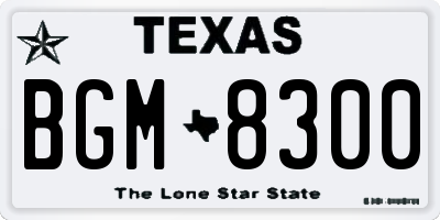 TX license plate BGM8300