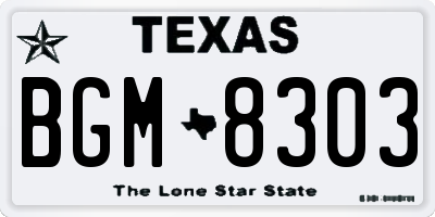 TX license plate BGM8303