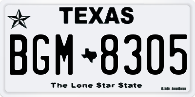 TX license plate BGM8305
