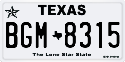 TX license plate BGM8315
