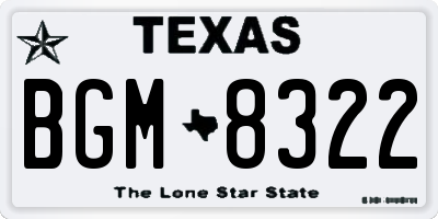 TX license plate BGM8322