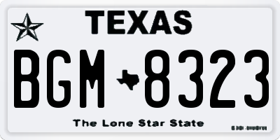 TX license plate BGM8323
