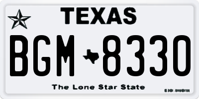 TX license plate BGM8330