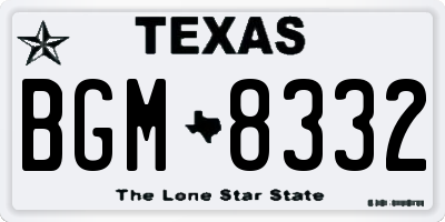 TX license plate BGM8332