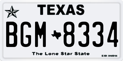 TX license plate BGM8334