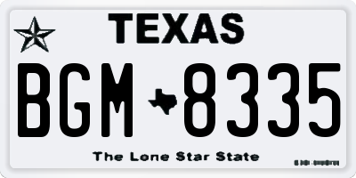 TX license plate BGM8335