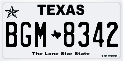 TX license plate BGM8342