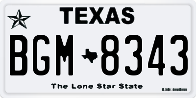 TX license plate BGM8343