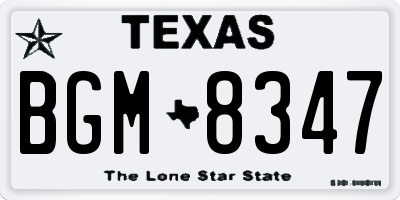 TX license plate BGM8347