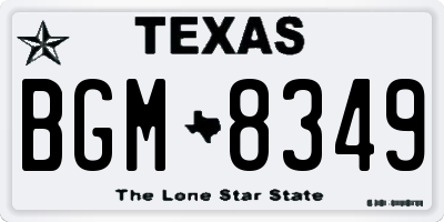 TX license plate BGM8349