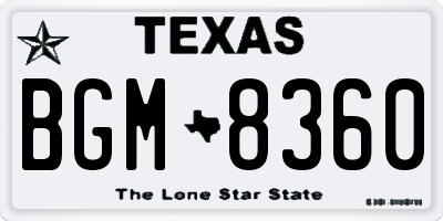 TX license plate BGM8360
