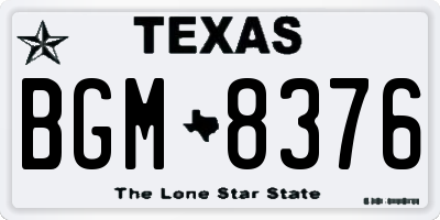 TX license plate BGM8376