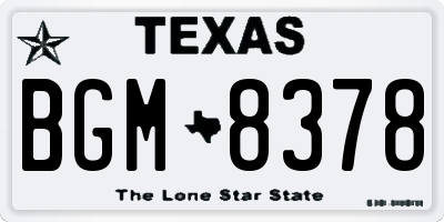 TX license plate BGM8378