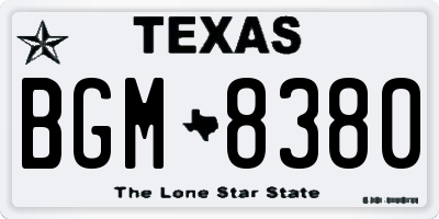 TX license plate BGM8380