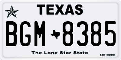 TX license plate BGM8385